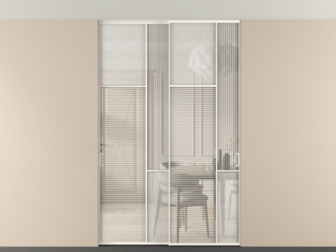 Перегородка Мозаик внутри проёма скрытое крепление в потолок 2 створки АЛПР 041.10 Алюминий пудровый белый Рифлёное стекло "Дюна", триплекс, 6 мм + Фактурное стекло "Лёд", триплекс. Цена 495880 сом . Фабрика дверей Волховец 8 (800) 551 43 19 Перегородка Мозаик внутри проёма скрытое крепление в потолок 2 створки АЛПР 041.10 Алюминий пудровый белый Рифлёное стекло "Дюна", триплекс, 6 мм + Фактурное стекло "Лёд", триплекс Цена 495880 сом | Volhovec