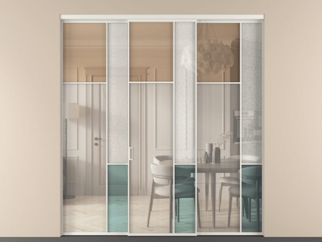 Перегородка Mosaic внутри проема трёхстворчатая #VENDORCODE# #FURNISH# #GLASS# Цена #PRICE# #CURRENCY# | Volhovec