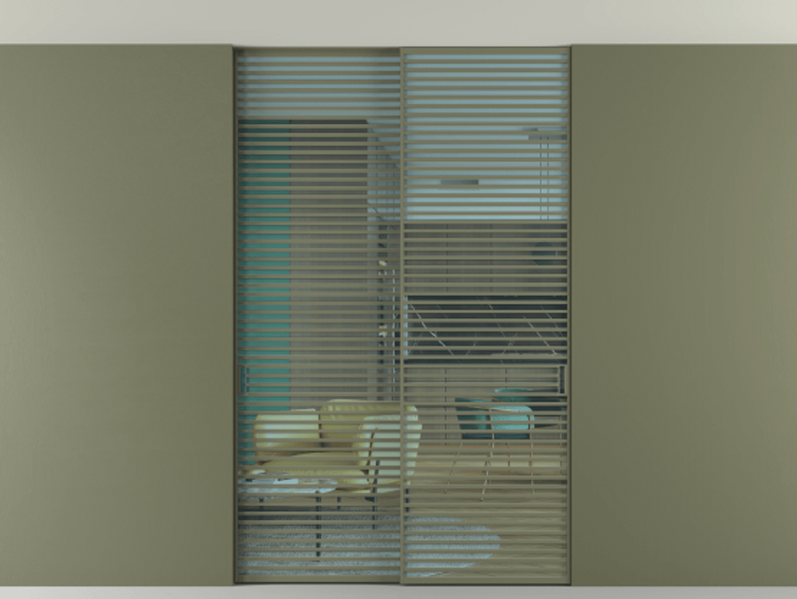 Перегородка Формато внутри проёма скрытое крепление в потолок 2 створки АЛПР 040.07 Алюминий оливковый тёмный Прозрачное голубое стекло, триплекс Цена 596840 сом | Volhovec