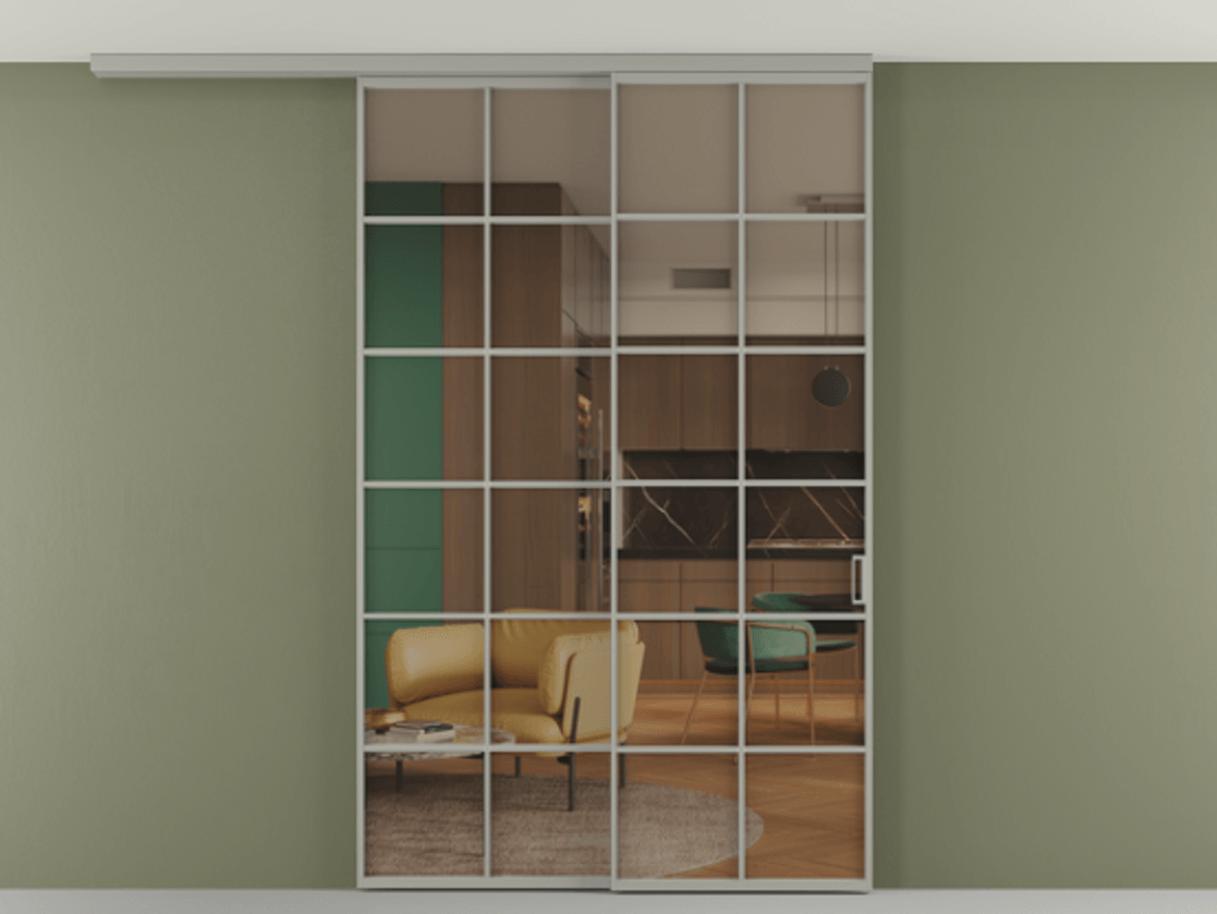 Перегородка Формато вдоль стены на потолок 2 створки с синхронным механизмом АЛПР 040.05 Алюминий нейтральный серый Прозрачное бронзовое стекло, триплекс. Цена 424720 сом 1. Полотно 2 шт. (800/2100 мм)
2. Комплект установки раздвижной системы
3. Базовый комплект фурнитуры
4.Ручка Рондо. Фабрика дверей Волховец 8 (800) 551 43 19 Перегородка Формато вдоль стены на потолок 2 створки с синхронным механизмом АЛПР 040.05 Алюминий нейтральный серый Прозрачное бронзовое стекло, триплекс Цена 424720 сом | Volhovec