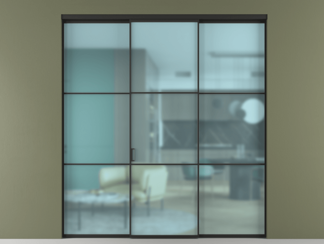 Перегородка Формато внутри проёма 3 створки АЛПР 040.03 Алюминий Черный Сатинированное голубое стекло, триплекс. Скрытый короб ЧЕР Цена 331930 сом 1. Полотно 3 шт. (800/2100 мм)
2. Комплект установки раздвижной системы
3. Базовый комплект фурнитуры
4.Ручка Рондо. Фабрика дверей Волховец 8 (800) 551 43 19 Перегородка Формато внутри проёма 3 створки АЛПР 040.03 Алюминий Черный Сатинированное голубое стекло, триплекс Цена 331930 сом | Volhovec