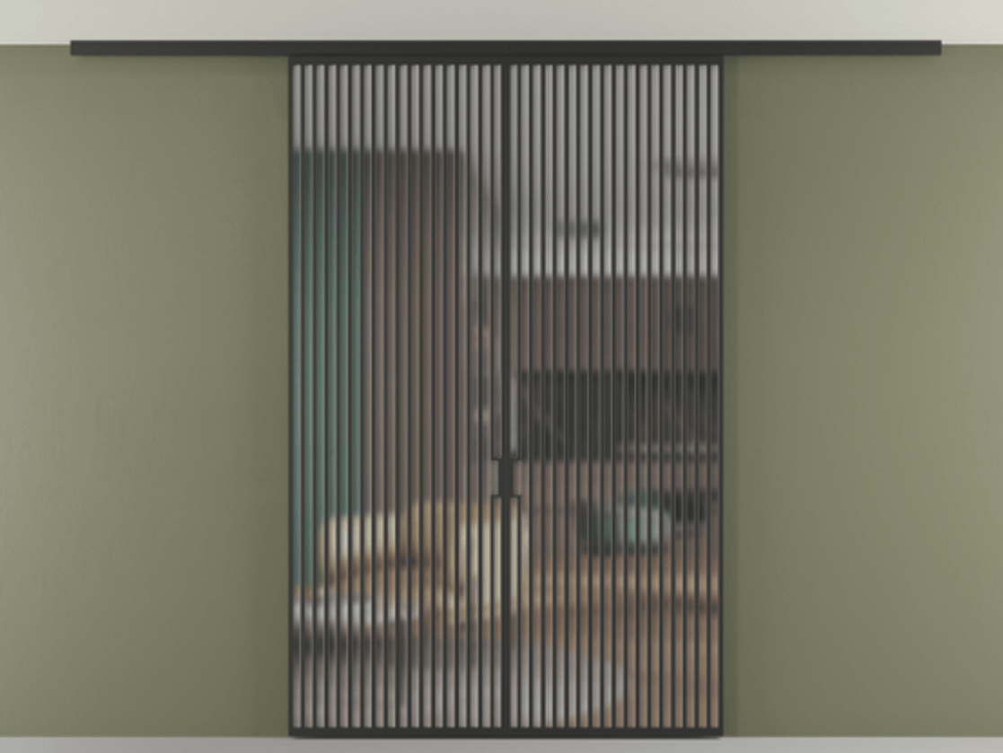 Перегородка Формато вдоль стены на потолок 2 створки АЛПР 040.06 Алюминий Черный Сатинированное стекло "Мателюкс Кристал Вижн", калёное, матовое, каленое 6 мм Цена 640870 сом | Volhovec