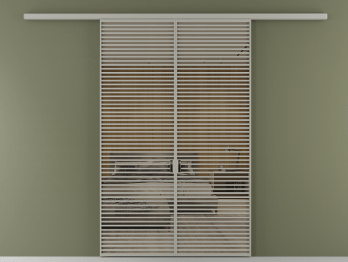 Перегородка Formato вдоль стены 2 створки АЛПР 040.07 Алюминий нейтральный серый Рефлективное бронзовое стекло "Stopsol", калёное Цена 647920 сом | Volhovec