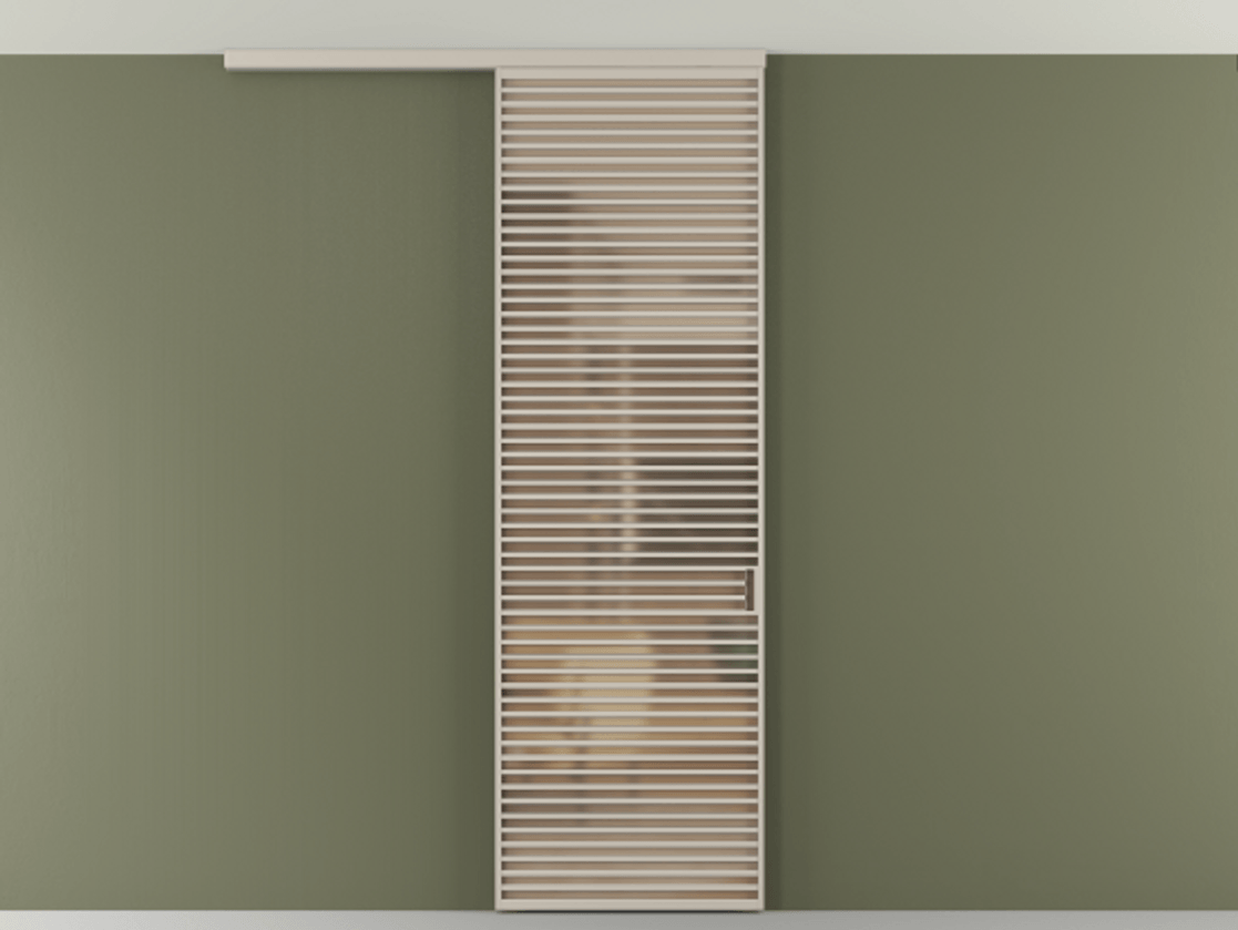 Перегородка Formato вдоль стены на потолок 1 створка АЛПР 040.07 Алюминий светло-бежевый Сатинированное оранжевое стекло, триплекс Цена 272600 сом | Volhovec