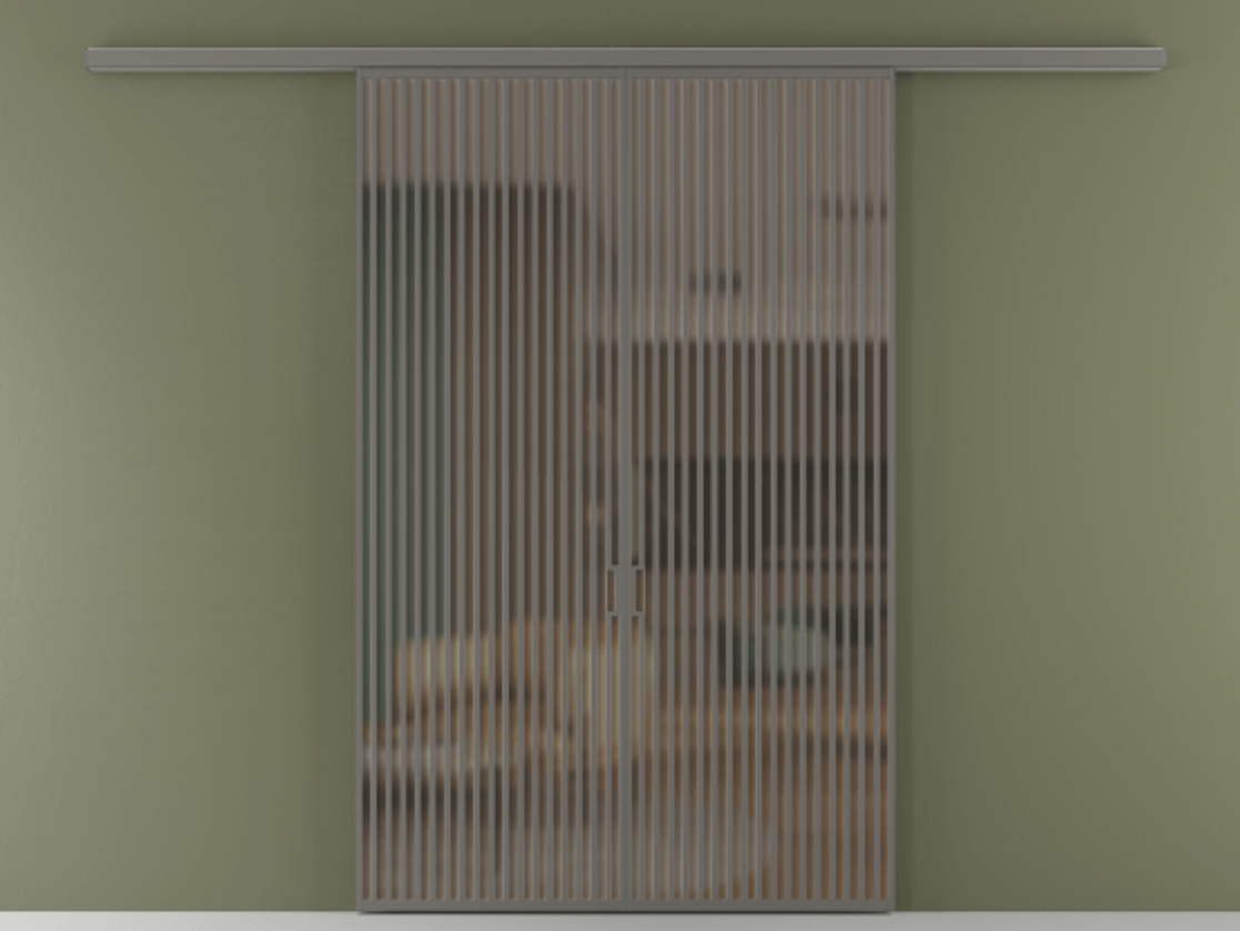 Перегородка Формато вдоль стены 2 створки АЛПР 040.06 Алюминий классический серый Сатинированное бронзовое стекло, триплекс Цена 498610 сом | Volhovec