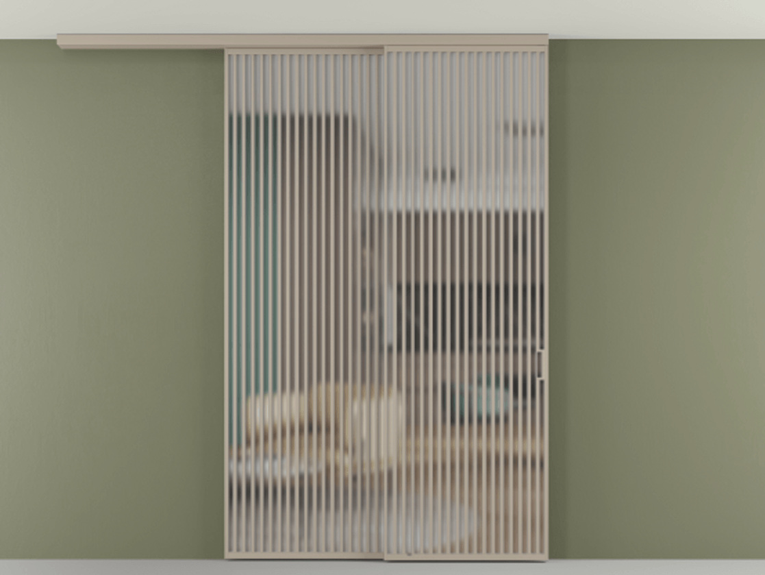 Перегородка Формато вдоль стены на потолок 2 створки с синхронным механизмом АЛПР 040.06 Алюминий бисквитный Сатинированное стекло "Мателюкс Кристал Вижн", калёное, матовое, каленое 6 мм. Цена 674501 сом 1. Полотно 2 шт. (800/2100 мм)
2. Комплект установки раздвижной системы
3. Базовый комплект фурнитуры
4.Ручка Рондо. Фабрика дверей Волховец 8 (800) 551 43 19 Перегородка Формато вдоль стены на потолок 2 створки с синхронным механизмом АЛПР 040.06 Алюминий бисквитный Сатинированное стекло "Мателюкс Кристал Вижн", калёное, матовое, каленое 6 мм Цена 674501 сом | Volhovec