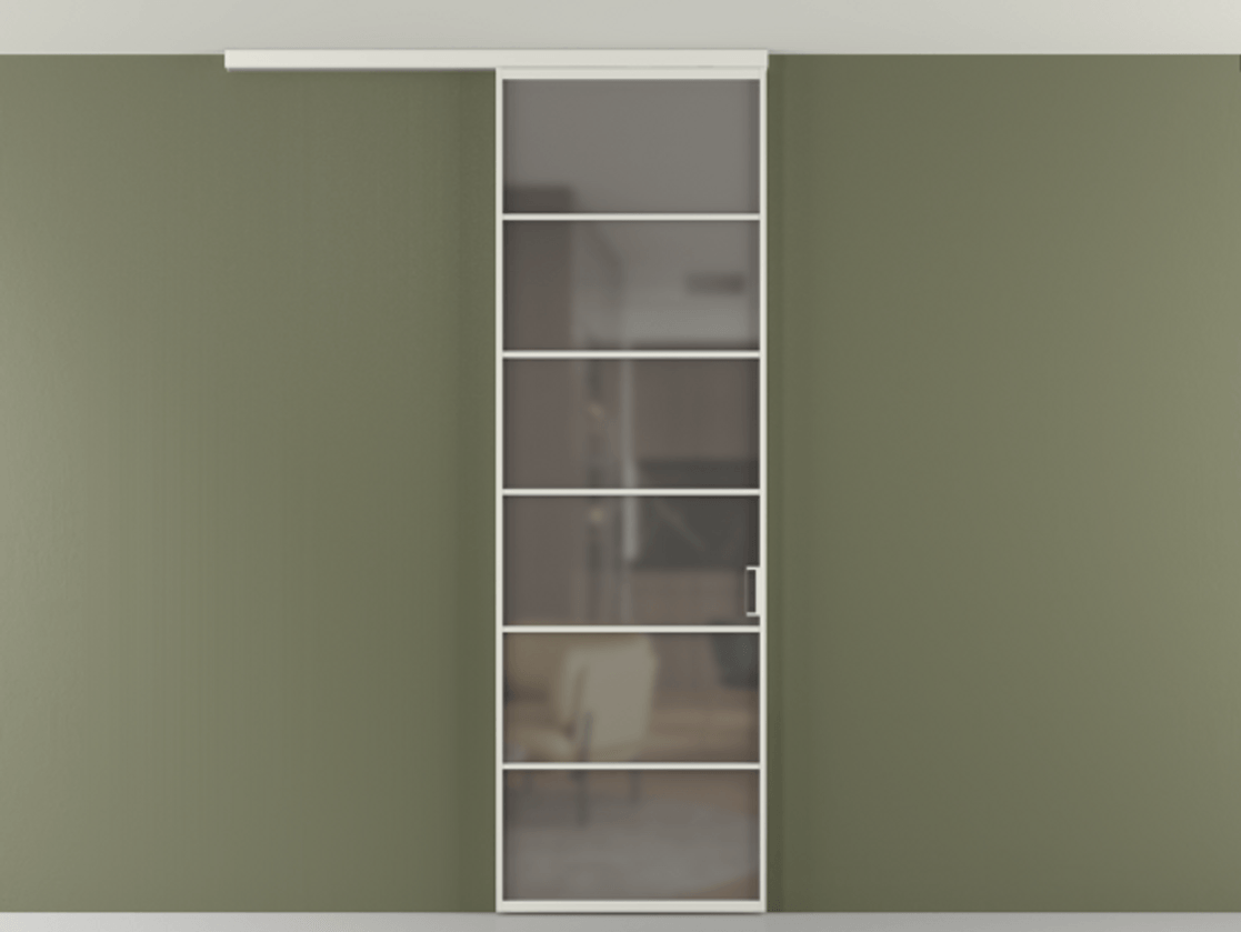 Перегородка Формато вдоль стены на потолок 1 створка АЛПР 040.04 Алюминий серый Сатинированное серое стекло, триплекс Цена 157030 сом | Volhovec