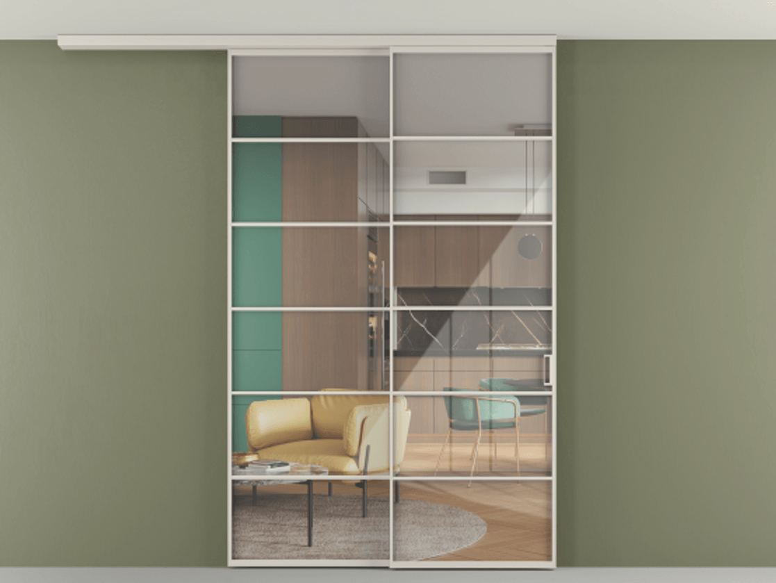 Перегородка Формато вдоль стены на потолок 2 створки с синхронным механизмом АЛПР 040.04 Алюминий облачно-серый Рефлективное прозрачное стекло "Стопсол", калёное. Цена 443360 сом 1. Полотно 2 шт. (800/2100 мм)
2. Комплект установки раздвижной системы
3. Базовый комплект фурнитуры
4.Ручка Рондо. Фабрика дверей Волховец 8 (800) 551 43 19 Перегородка Формато вдоль стены на потолок 2 створки с синхронным механизмом АЛПР 040.04 Алюминий облачно-серый Рефлективное прозрачное стекло "Стопсол", калёное Цена 443360 сом | Volhovec