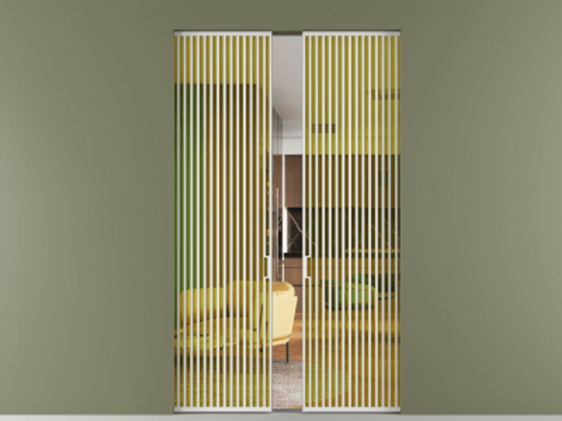 Перегородка Формато скрытый пенал 2 створки АЛПР 040.06 Алюминий светло-серый Прозрачное жёлтое стекло, триплекс Цена 642530 сом | Volhovec