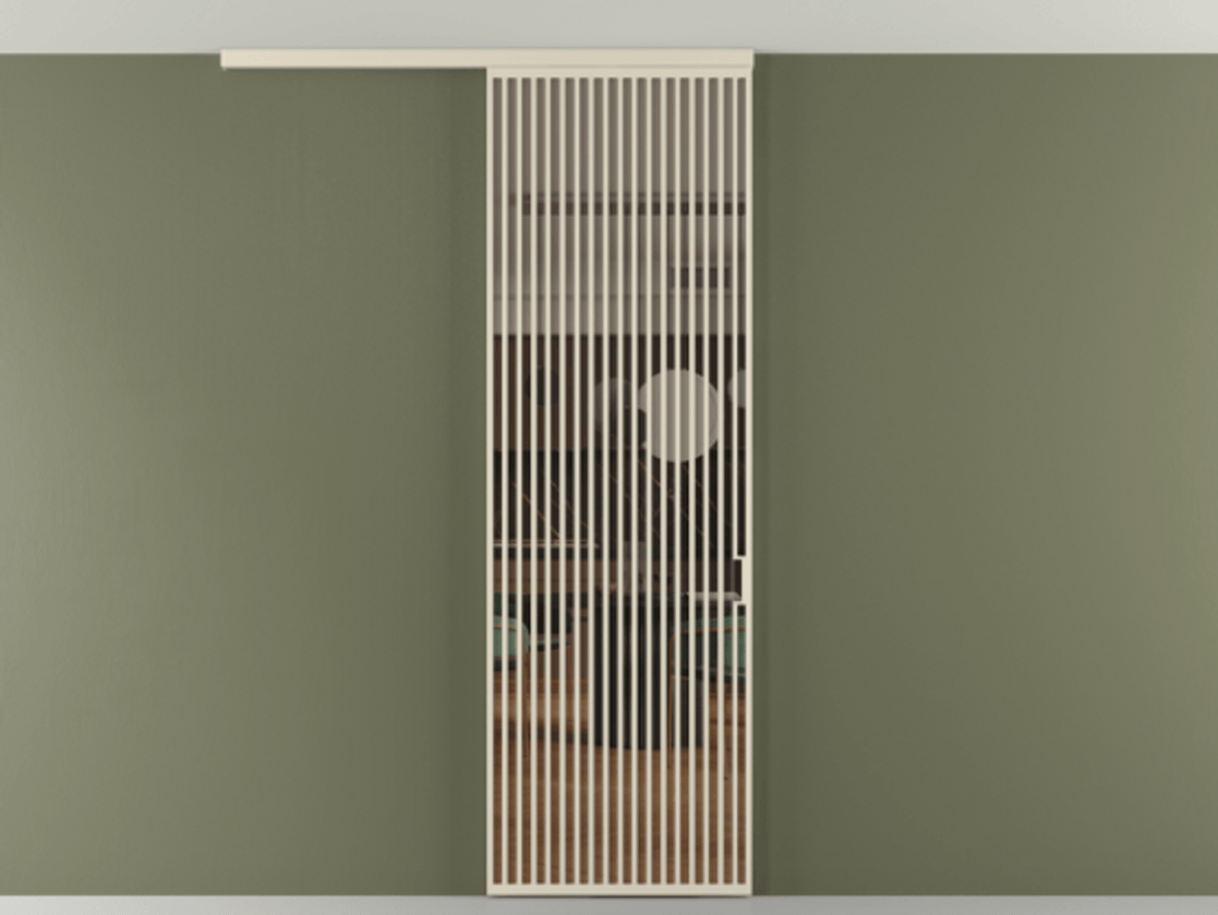 Перегородка Формато вдоль стены на потолок 1 створка АЛПР 040.06 Алюминий бежево-серый Прозрачное бронзовое стекло, триплекс Цена 258740 сом | Volhovec