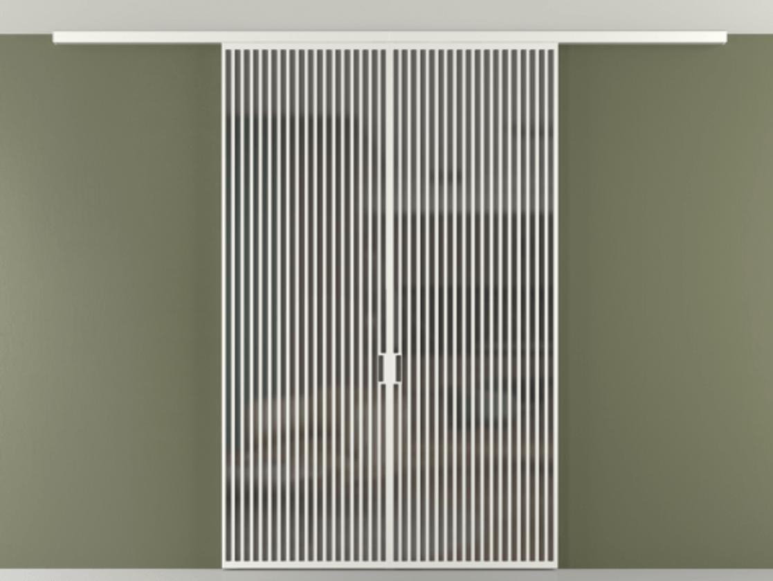 Перегородка Формато вдоль стены на потолок 2 створки АЛПР 040.06 Алюминий светло-серый Сатинированное серое стекло, триплекс Цена 645770 сом | Volhovec