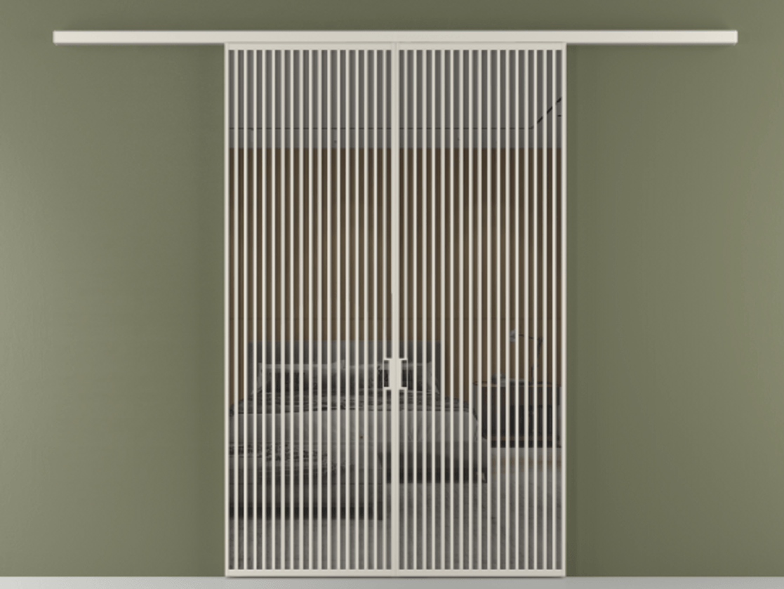 Перегородка Formato вдоль стены 2 створки АЛПР 040.06 Алюминий облачно-серый Рефлективное серое стекло "Stopsol", калёное Цена 647920 сом | Volhovec