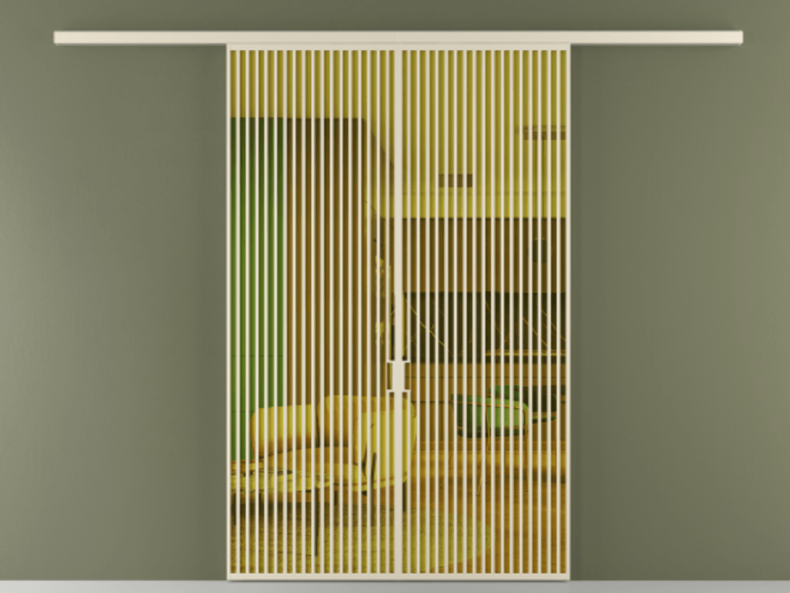 Перегородка Formato вдоль стены 2 створки АЛПР 040.06 Алюминий бежево-серый Прозрачное жёлтое стекло, триплекс Цена 624620 сом | Volhovec