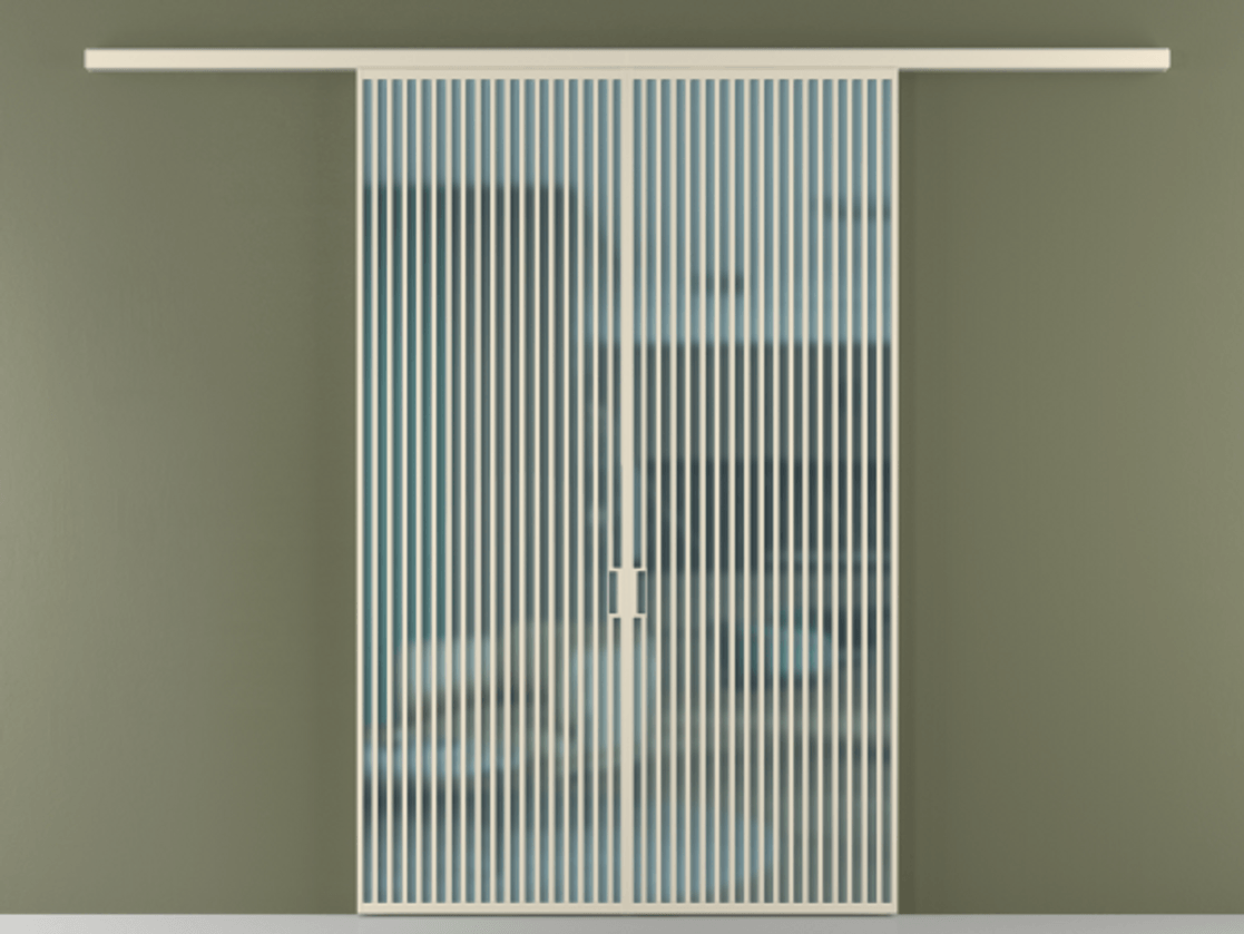 Перегородка Формато вдоль стены 2 створки АЛПР 040.06 Алюминий бежево-серый Сатинированное голубое стекло, триплекс Цена 498610 сом | Volhovec