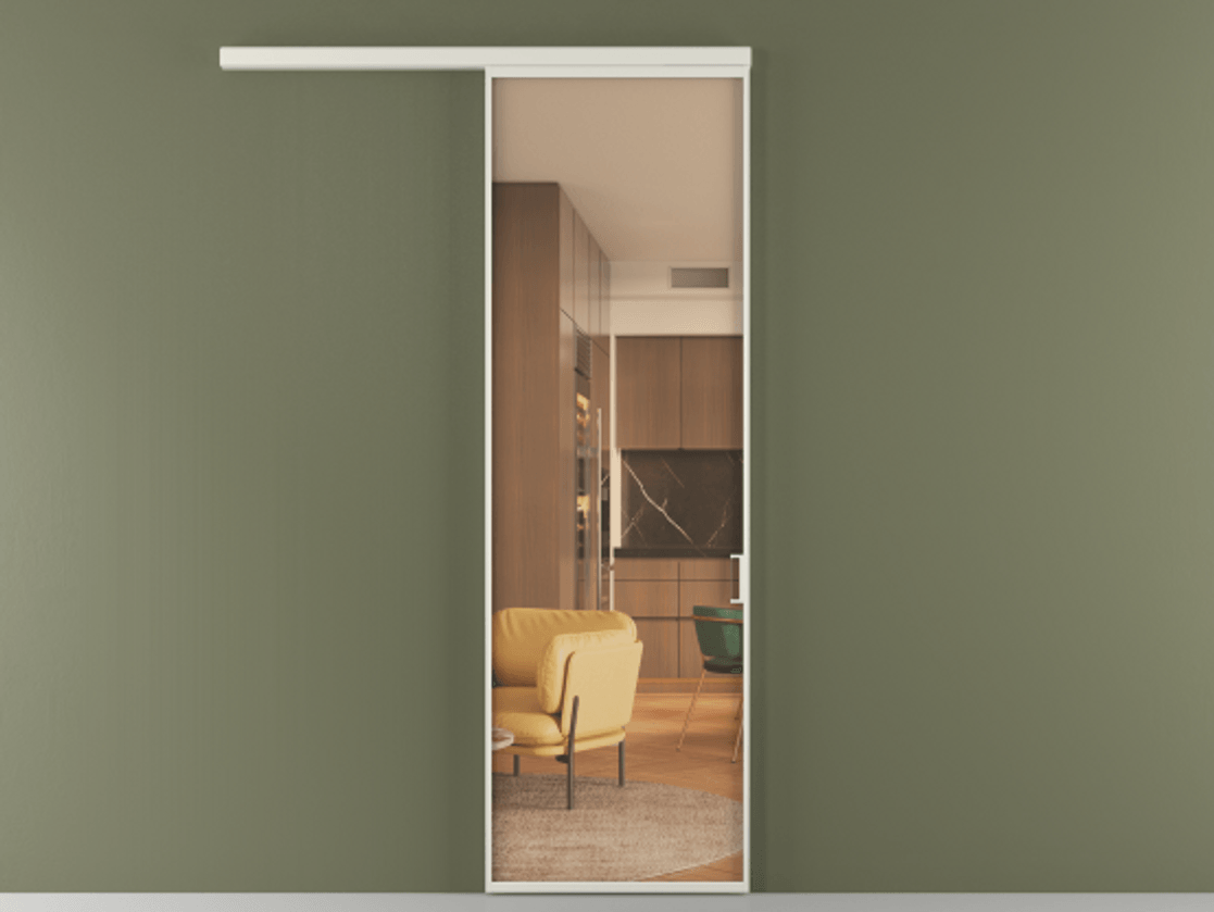 Перегородка Формато вдоль стены 1 створка АЛПР 040.01 Алюминий Белый Прозрачное оранжевое стекло, триплекс Цена 142310 сом  | Volhovec