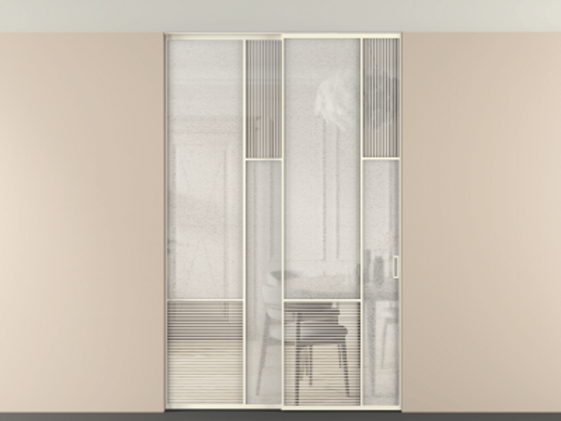 Перегородка Мозаик внутри проёма скрытое крепление в потолок 2 створки АЛПР 041.12 Алюминий молочно-белый Рифлёное стекло "Дюна", триплекс, 6 мм + Фактурное стекло "Лёд", триплекс. Цена 495880 сом . Фабрика дверей Волховец 8 (800) 551 43 19 Перегородка Мозаик внутри проёма скрытое крепление в потолок 2 створки АЛПР 041.12 Алюминий молочно-белый Рифлёное стекло "Дюна", триплекс, 6 мм + Фактурное стекло "Лёд", триплекс Цена 495880 сом | Volhovec