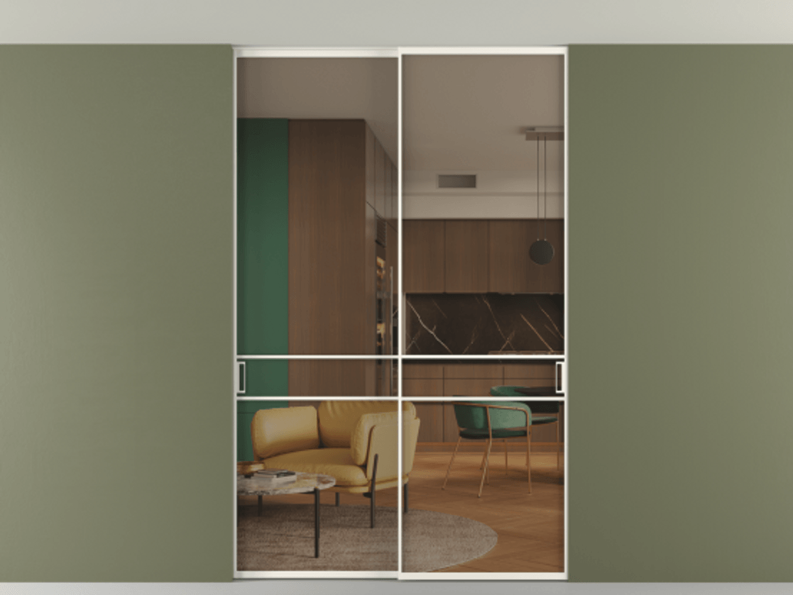 Перегородка Формато внутри проёма скрытое крепление в потолок 2 створки АЛПР 040.02 Алюминий пудровый белый Прозрачное бронзовое стекло, триплекс. Цена 361400 сом 1. Полотно 2 шт. (800/2100 мм)
2. Комплект установки раздвижной системы
3. Базовый комплект фурнитуры
4. Ручка Рондо. Фабрика дверей Волховец 8 (800) 551 43 19 Перегородка Формато внутри проёма скрытое крепление в потолок 2 створки АЛПР 040.02 Алюминий пудровый белый Прозрачное бронзовое стекло, триплекс Цена 361400 сом | Volhovec