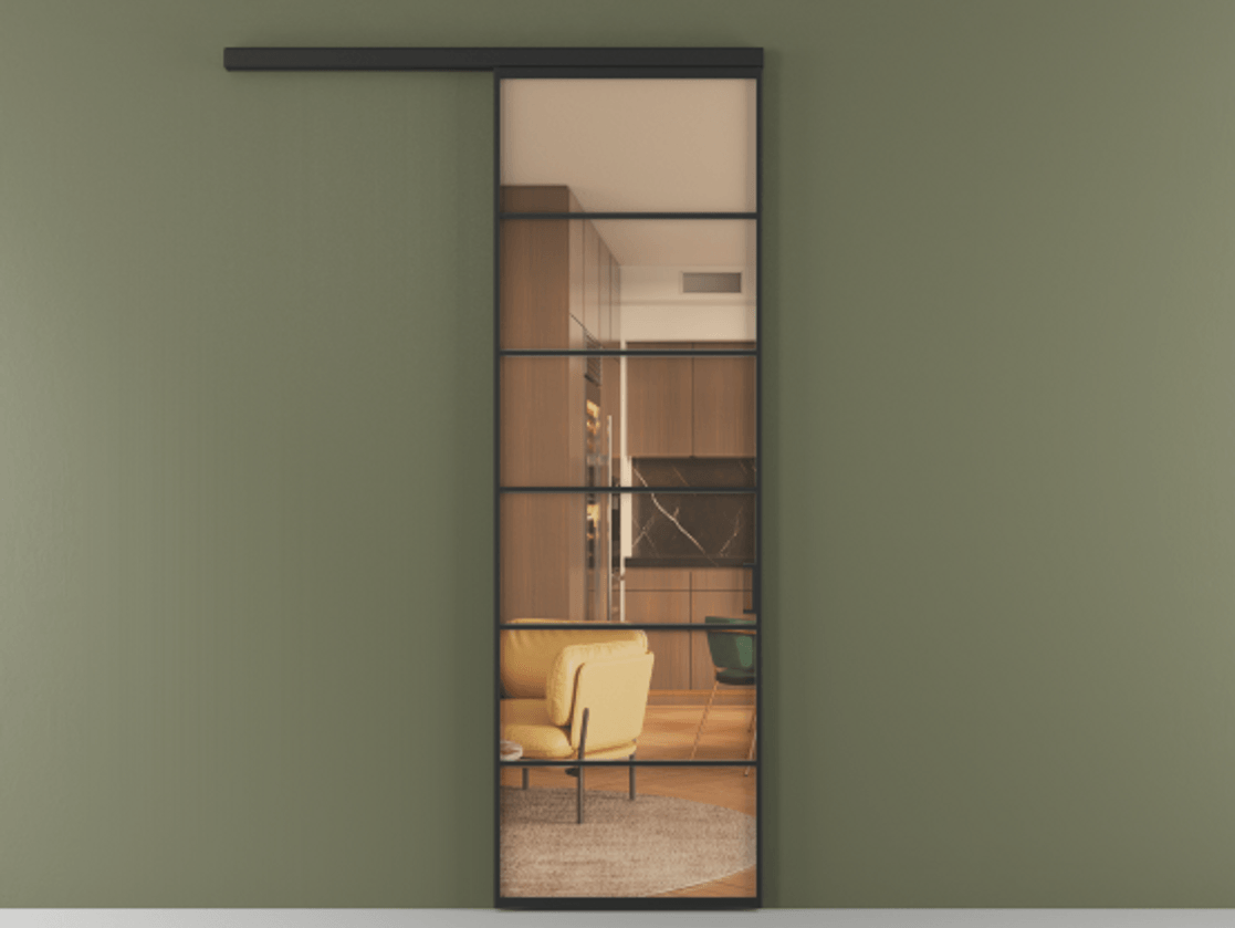 Перегородка Формато вдоль стены 1 створка АЛПР 040.04 Алюминий Черный Прозрачное оранжевое стекло, триплекс Цена 156990 сом  | Volhovec