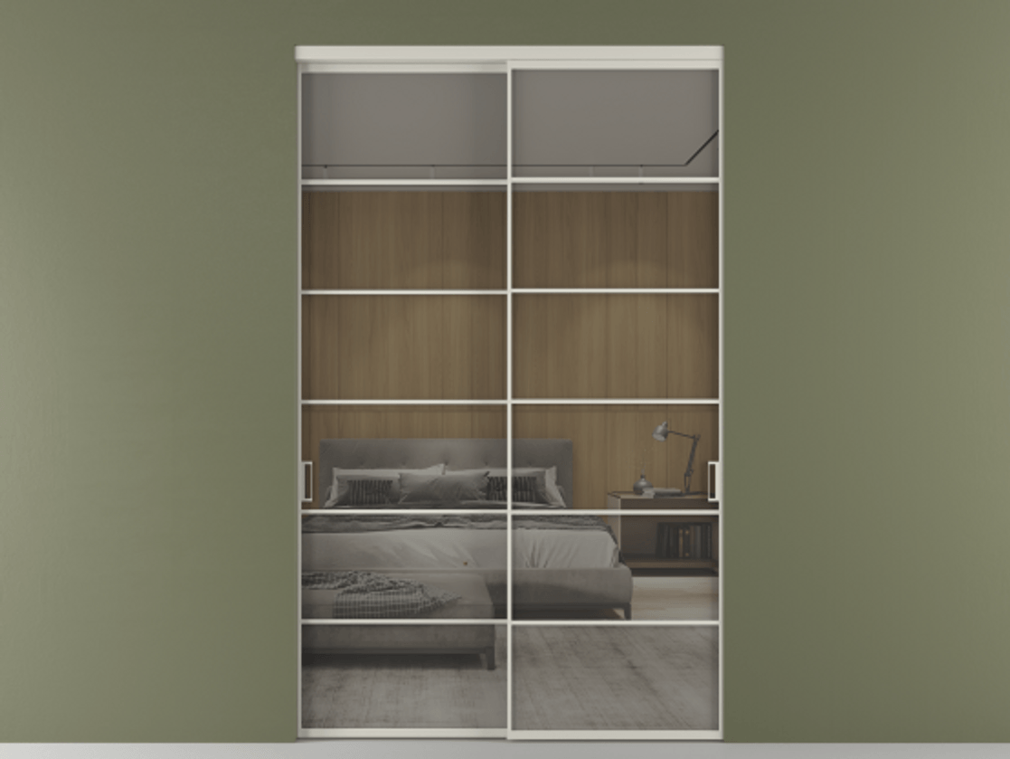 Перегородка Formato внутри проёма 2 створки АЛПР 040.04 Алюминий тёплый серый Рефлективное серое стекло "Stopsol", калёное Цена 719120 сом  | Volhovec