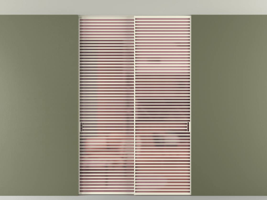 Перегородка Формато внутри проёма скрытое крепление в потолок 2 створки АЛПР 040.07 Алюминий молочно-белый Сатинированное розовое стекло, триплекс Цена 596840 сом | Volhovec