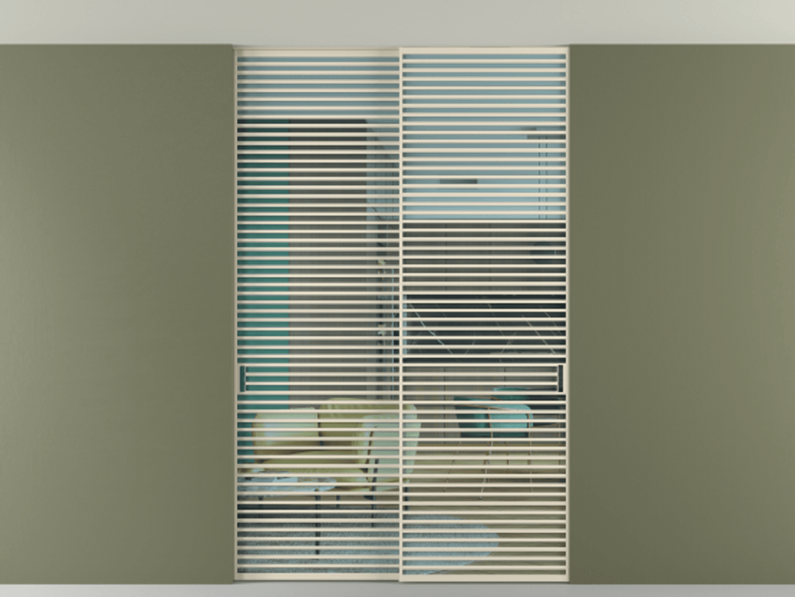 Перегородка Формато внутри проёма скрытое крепление в потолок 2 створки АЛПР 040.07 Алюминий бежево-серый Прозрачное голубое стекло, триплекс Цена 596840 сом | Volhovec