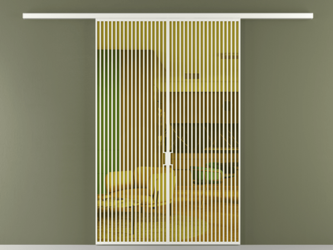 Перегородка Формато вдоль стены 2 створки АЛПР 040.06 Алюминий светло-серый Прозрачное жёлтое стекло, триплекс Цена 523810 сом | Volhovec