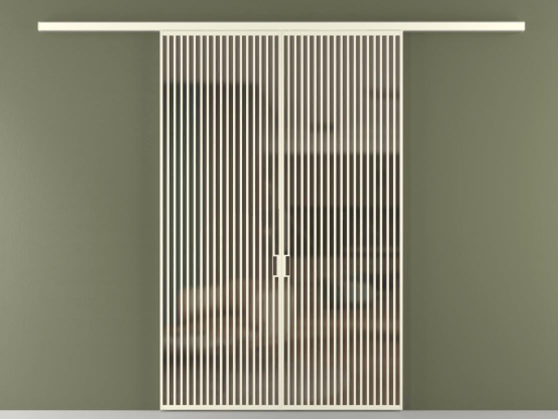 Перегородка Формато вдоль стены 2 створки АЛПР 040.06 Алюминий молочно-белый Сатинированное бронзовое стекло, триплекс Цена 498610 сом | Volhovec