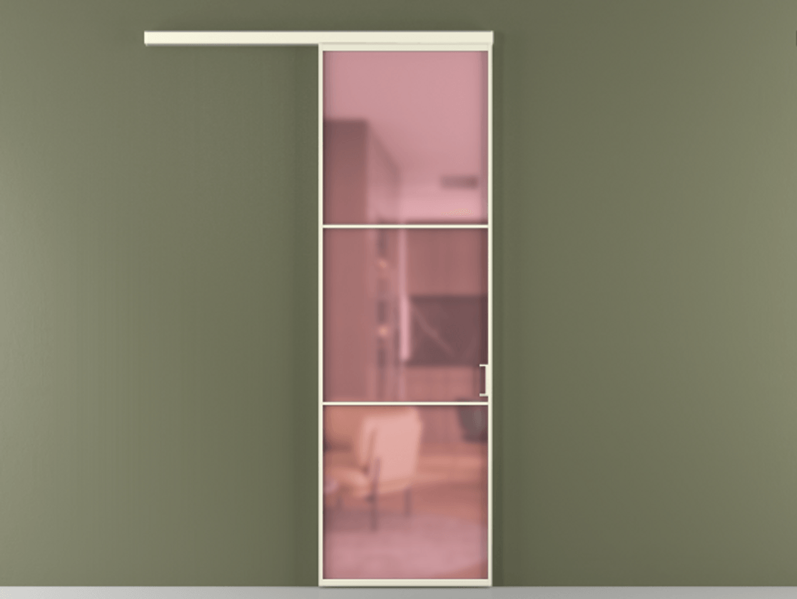 Перегородка Формато вдоль стены 1 створка АЛПР 040.03 Алюминий молочно-белый Сатинированное розовое стекло, триплекс Цена 154450 сом  | Volhovec