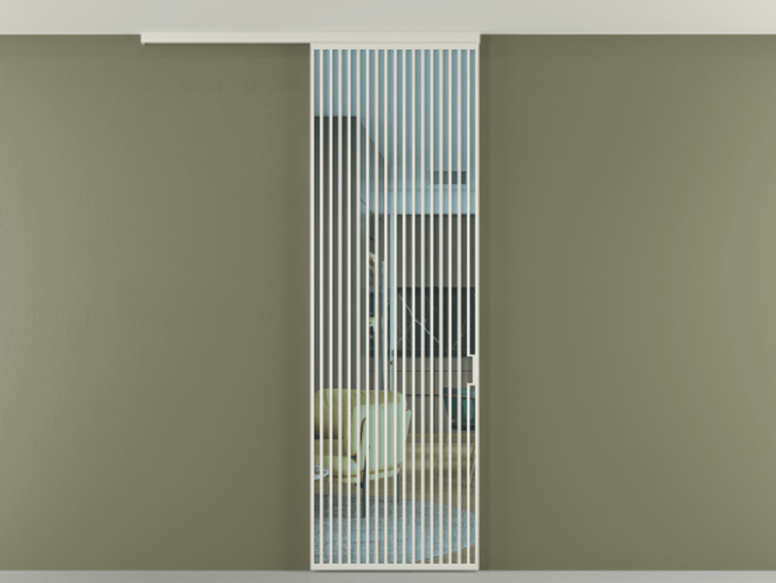 Перегородка Формато вдоль стены на потолок 1 створка АЛПР 040.06 Алюминий Белый Прозрачное голубое стекло, триплекс Цена 247750 сом | Volhovec