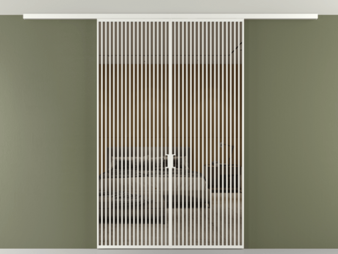 Перегородка Формато вдоль стены на потолок 2 створки АЛПР 040.06 Алюминий светло-серый Рефлективное бронзовое стекло "Стопсол", калёное Цена 669060 сом | Volhovec