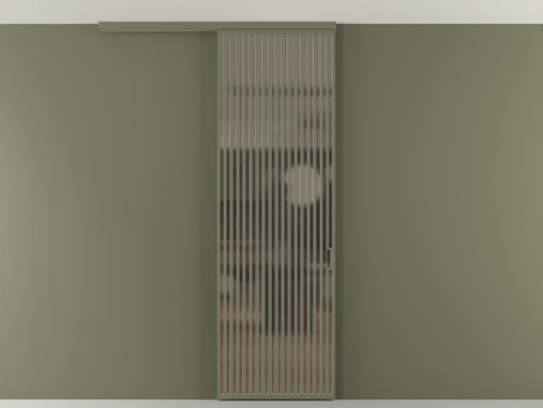 Перегородка Формато вдоль стены на потолок 1 створка АЛПР 040.06 Алюминий оливковый тёмный Сатинированное бронзовое стекло, триплекс Цена 272600 сом | Volhovec