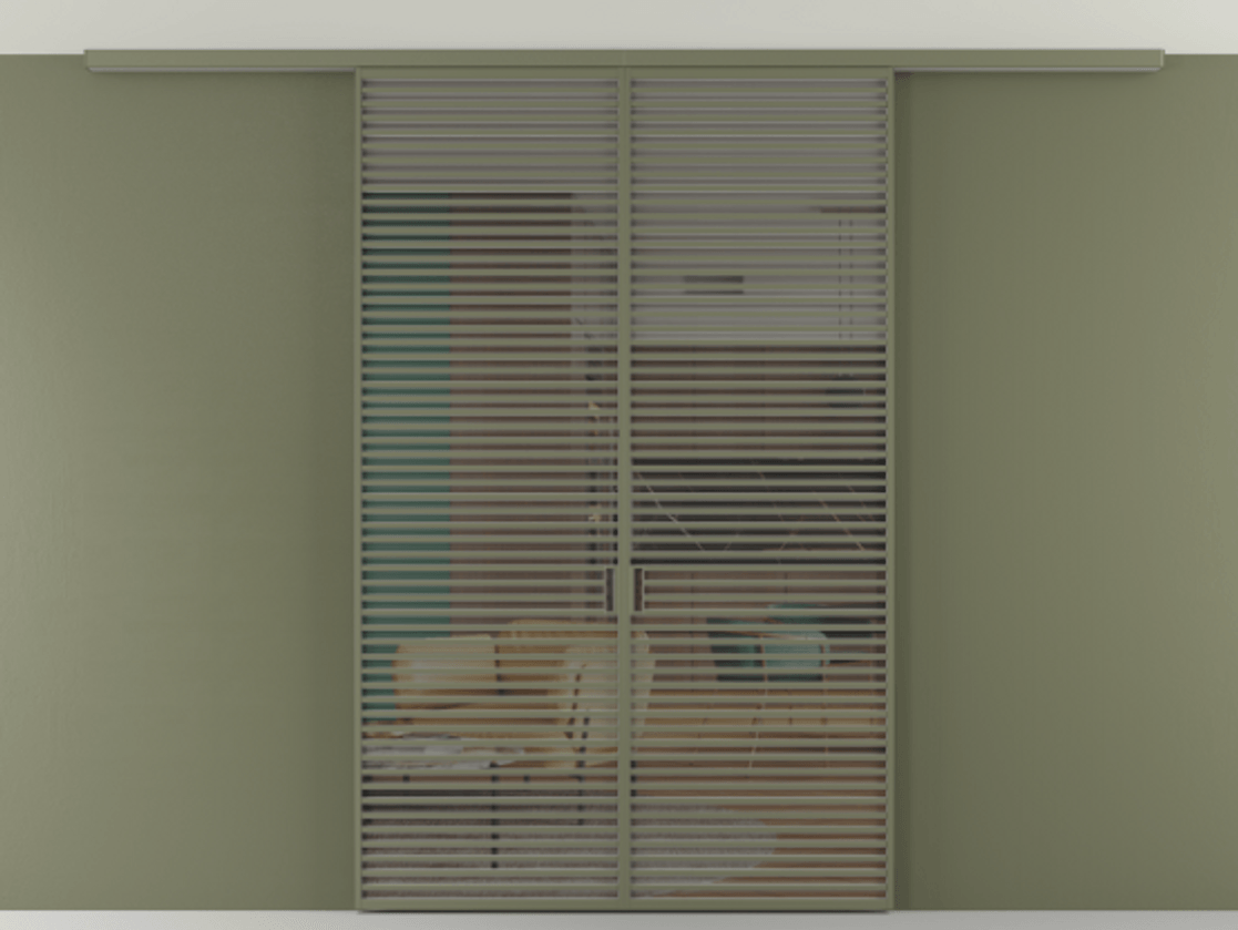 Перегородка Формато вдоль стены на потолок 2 створки АЛПР 040.07 Алюминий оливковый тёмный Прозрачное серое стекло, триплекс Цена 367356 ₽ | Volhovec