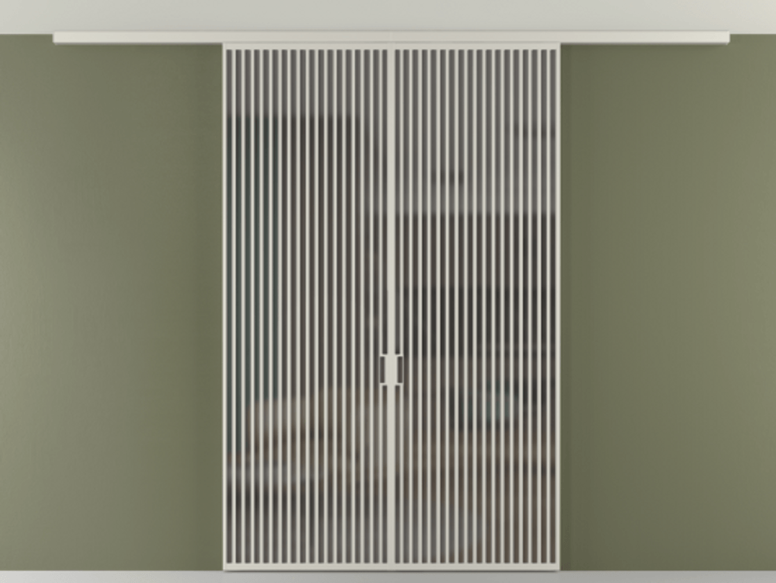 Перегородка Формато вдоль стены на потолок 2 створки АЛПР 040.06 Алюминий тёплый серый Сатинированное серое стекло, триплекс Цена 645770 сом | Volhovec