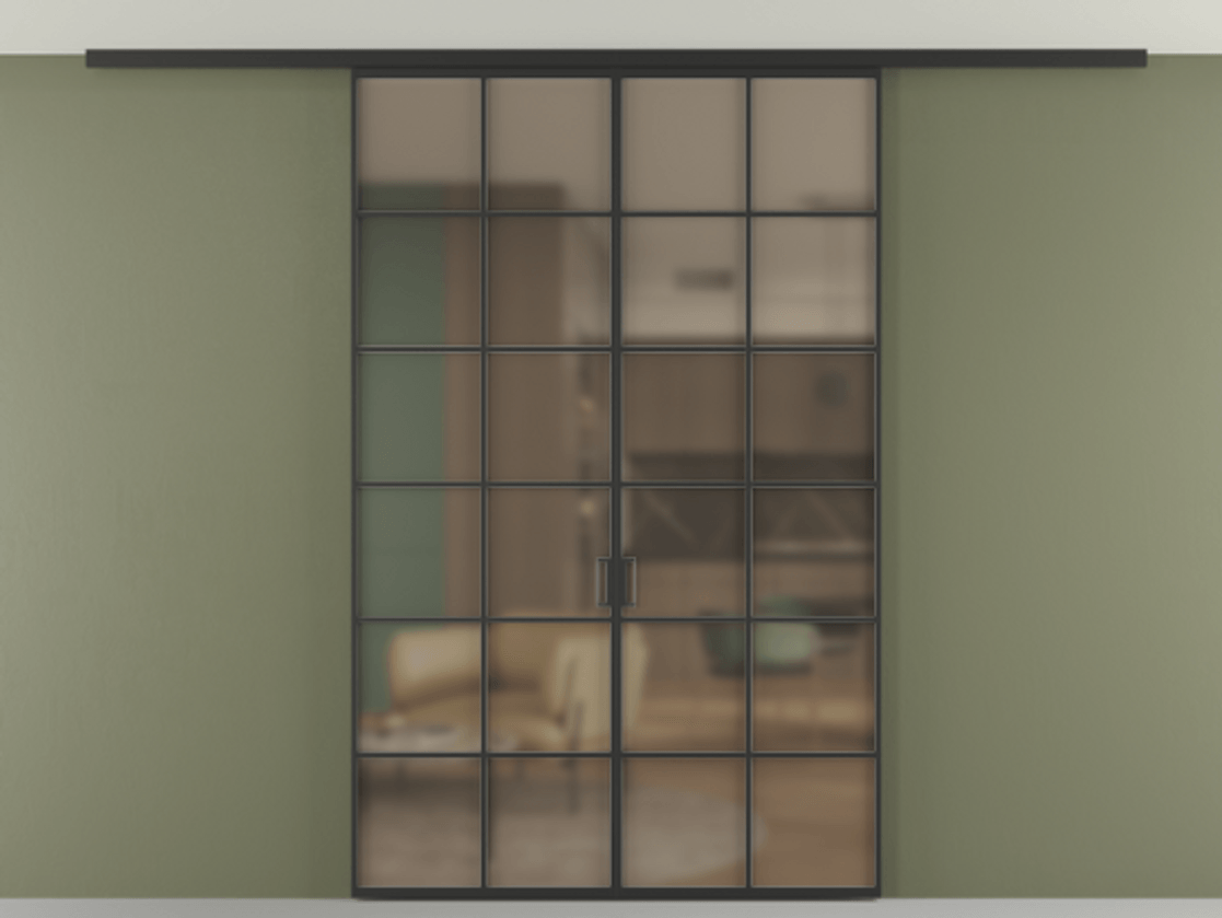 Перегородка Формато вдоль стены на потолок 2 створки АЛПР 040.05 Алюминий Черный Сатинированное бронзовое стекло, триплекс Цена 342420 сом | Volhovec