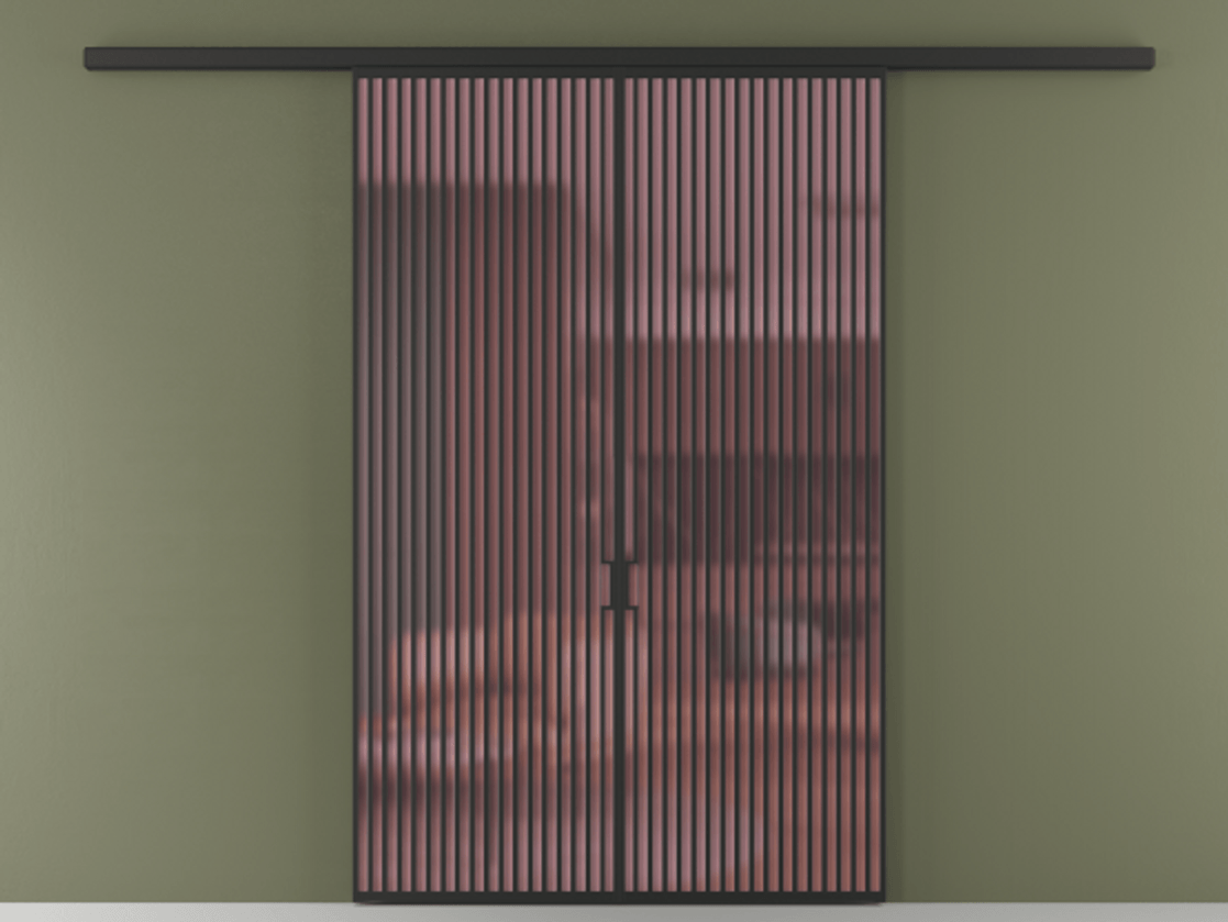 Перегородка Formato вдоль стены 2 створки АЛПР 040.06 Алюминий Черный Сатинированное розовое стекло, триплекс Цена 501420 сом | Volhovec