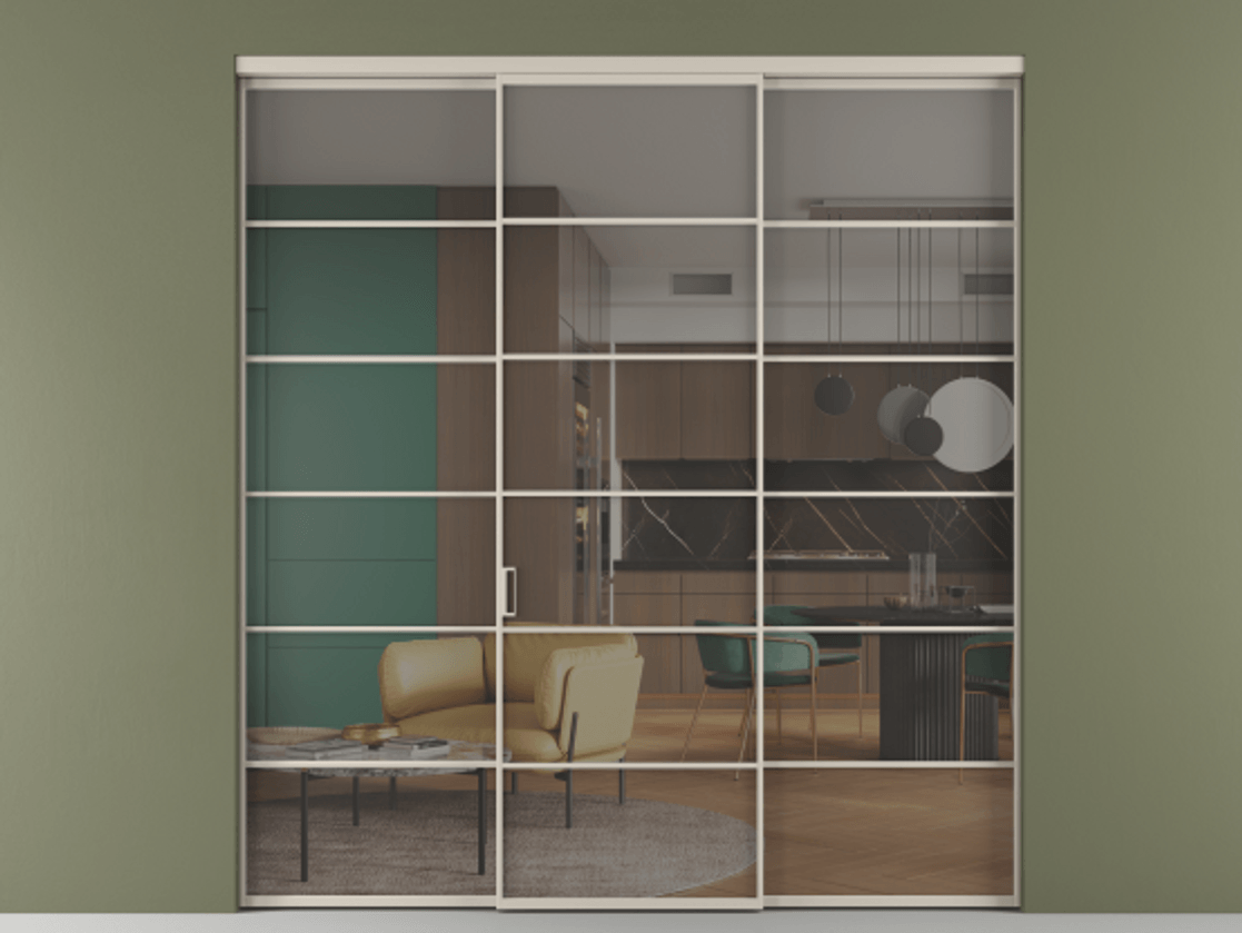 Перегородка Формато внутри проёма 3 створки АЛПР 040.04 Алюминий светло-бежевый Прозрачное серое стекло, триплекс. Цена 371030 сом 1. Полотно 3 шт. (800/2100 мм)
2. Комплект установки раздвижной системы
3. Базовый комплект фурнитуры
4.Ручка Рондо. Фабрика дверей Волховец 8 (800) 551 43 19 Перегородка Формато внутри проёма 3 створки АЛПР 040.04 Алюминий светло-бежевый Прозрачное серое стекло, триплекс Цена 371030 сом | Volhovec