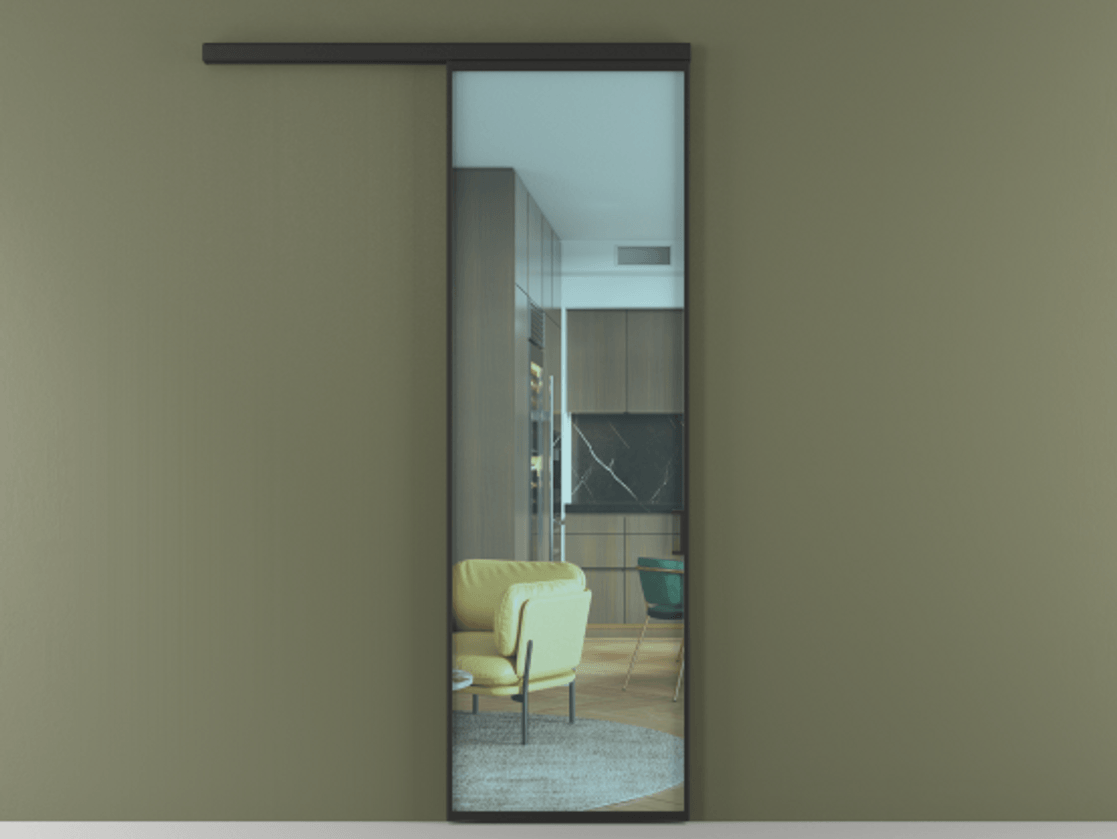 Перегородка Formato вдоль стены 1 створка АЛПР 040.01 Алюминий Черный Прозрачное голубое стекло, триплекс Цена 142310 сом  | Volhovec