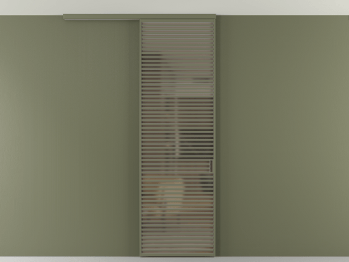 Перегородка Формато вдоль стены на потолок 1 створка АЛПР 040.07 Алюминий оливковый тёмный Сатинированное бронзовое стекло, триплекс Цена 272600 сом | Volhovec