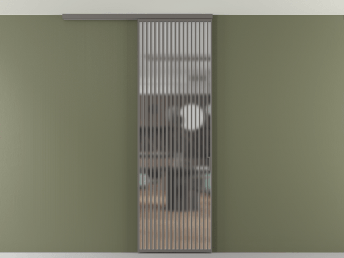 Перегородка Формато вдоль стены на потолок 1 створка АЛПР 040.06 Алюминий классический серый Сатинированное стекло "Мателюкс Кристал Вижн", калёное, матовое, каленое 6 мм Цена 281920 сом | Volhovec