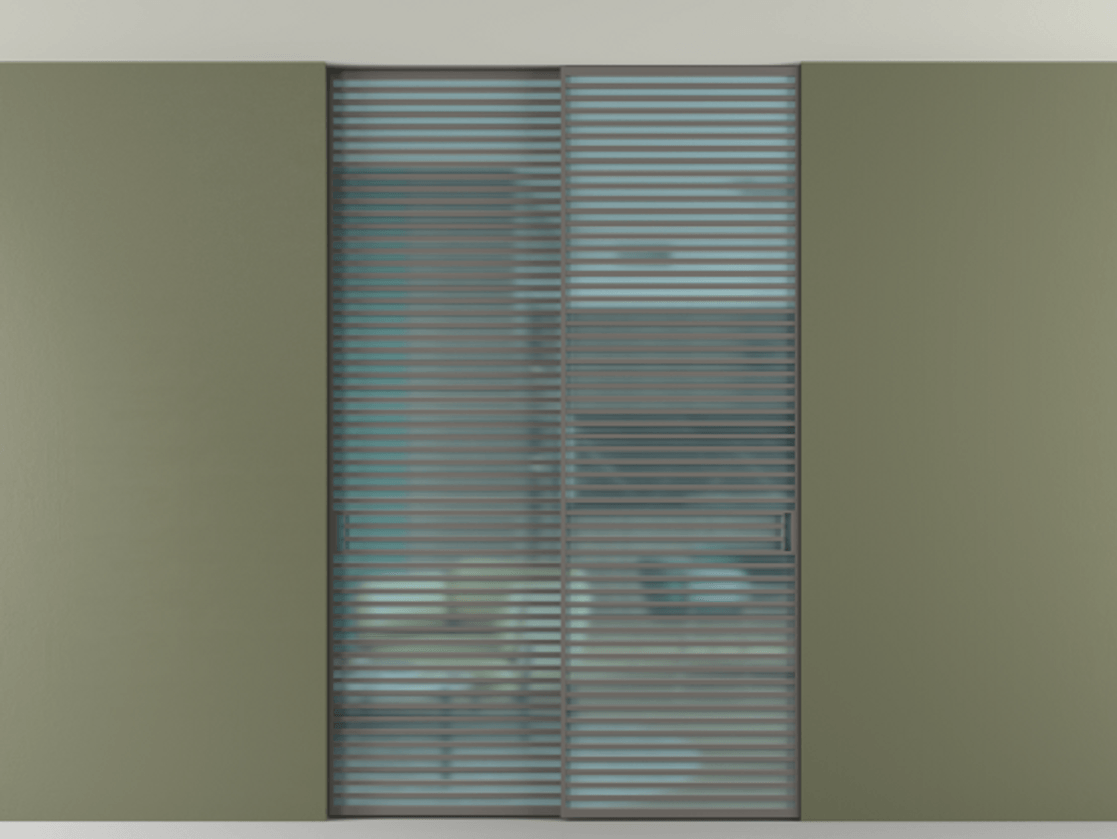 Перегородка Формато внутри проёма скрытое крепление в потолок 2 створки АЛПР 040.07 Алюминий классический серый Сатинированное голубое стекло, триплекс Цена 596840 сом | Volhovec