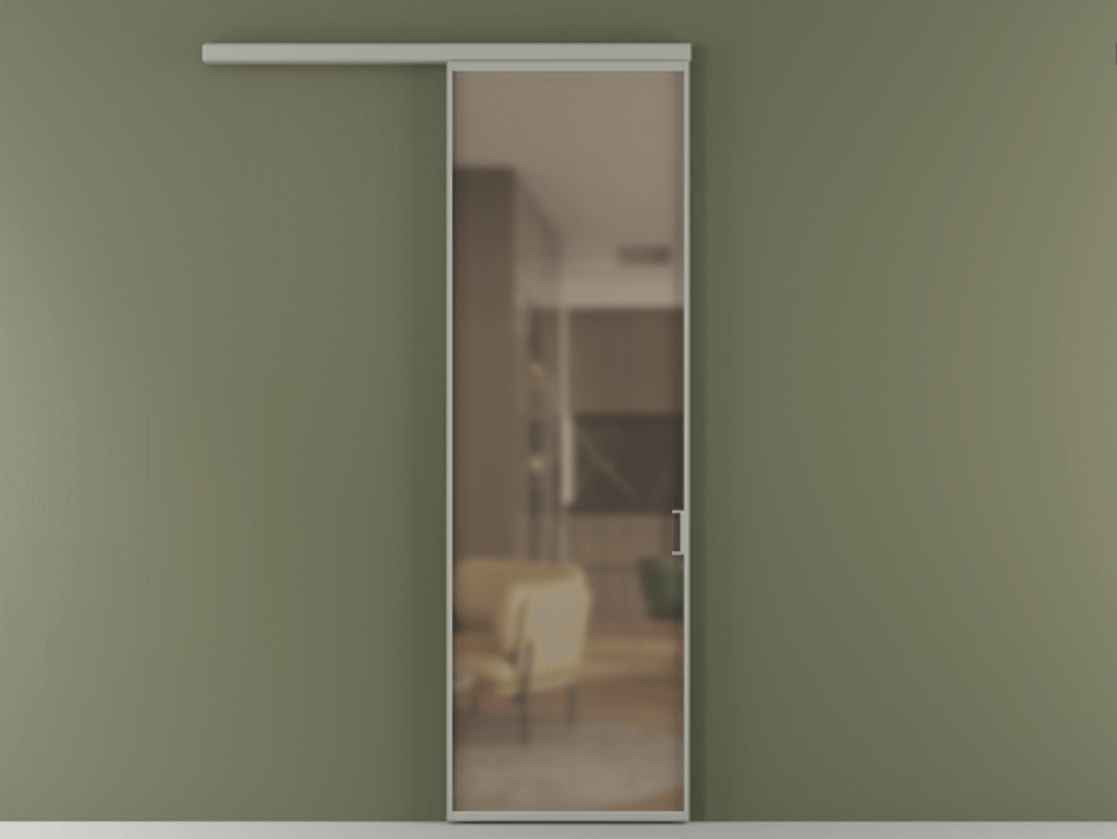 Перегородка Formato вдоль стены 1 створка АЛПР 040.01 Алюминий нейтральный серый Сатинированное бронзовое стекло, триплекс Цена 148160 сом  | Volhovec