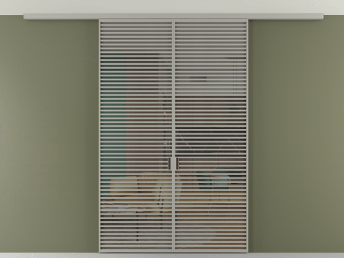 Перегородка Формато вдоль стены на потолок 2 створки АЛПР 040.07 Алюминий нейтральный серый Прозрачное серое стекло, триплекс Цена 534870 сом | Volhovec