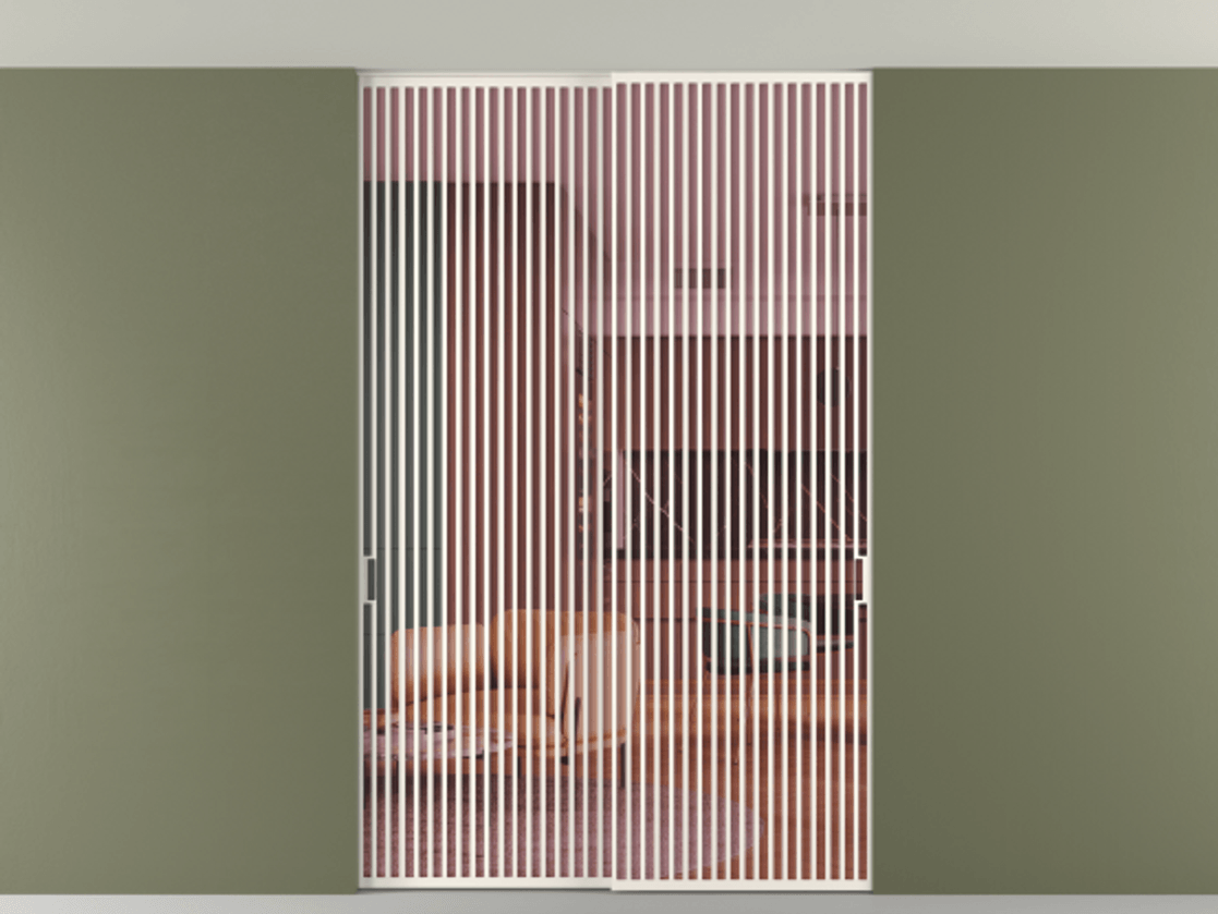 Перегородка Формато внутри проёма скрытое крепление в потолок 2 створки АЛПР 040.06 Алюминий пудровый белый Прозрачное розовое стекло, триплекс Цена 596840 сом | Volhovec