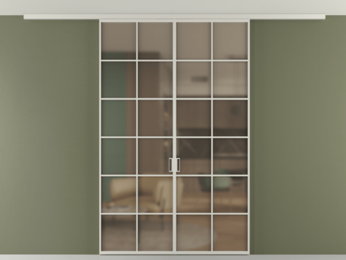 Перегородка Формато вдоль стены на потолок 2 створки АЛПР 040.05 Алюминий тёплый серый Сатинированное бронзовое стекло, триплекс Цена 356840 сом | Volhovec