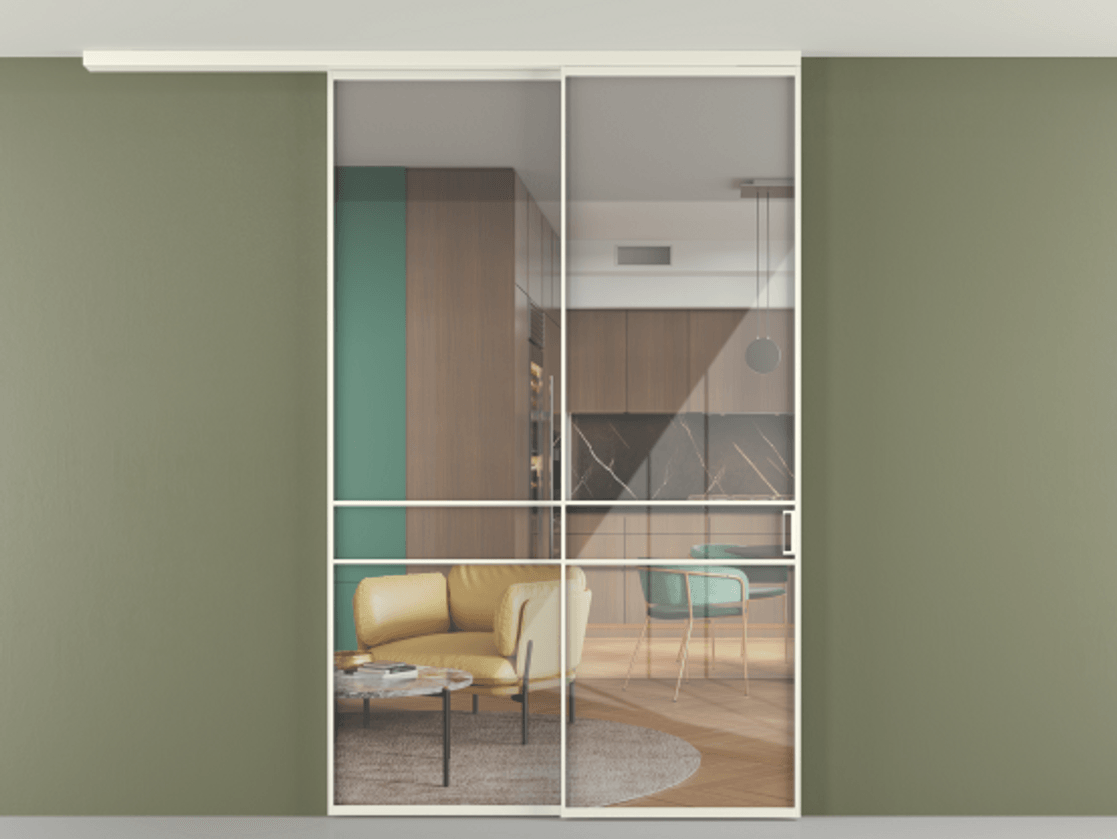 Перегородка Формато вдоль стены на потолок 2 створки с синхронным механизмом АЛПР 040.02 Алюминий жемчужный Рефлективное прозрачное стекло "Стопсол", калёное. Цена 423370 сом 1. Полотно 2 шт. (800/2100 мм)
2. Комплект установки раздвижной системы
3. Базовый комплект фурнитуры
4.Ручка Рондо. Фабрика дверей Волховец 8 (800) 551 43 19 Перегородка Формато вдоль стены на потолок 2 створки с синхронным механизмом АЛПР 040.02 Алюминий жемчужный Рефлективное прозрачное стекло "Стопсол", калёное Цена 423370 сом | Volhovec