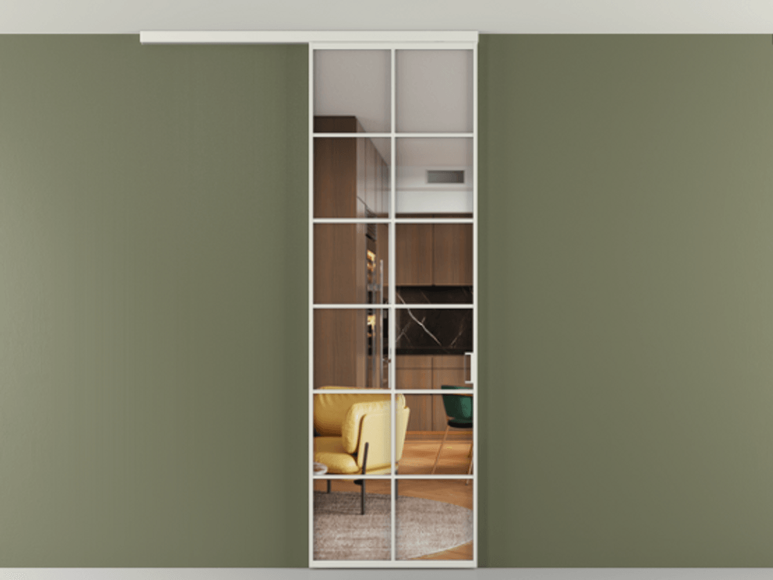 Перегородка Formato вдоль стены на потолок 1 створка АЛПР 040.05 Алюминий серый Прозрачное стекло "Crystal Vision", калёное Цена 195240 сом | Volhovec