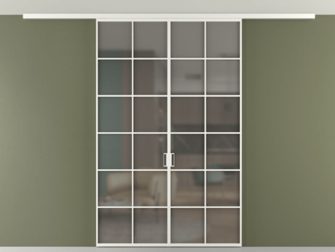 Перегородка Формато вдоль стены на потолок 2 створки АЛПР 040.05 Алюминий светло-серый Сатинированное серое стекло, триплекс Цена 356840 сом | Volhovec