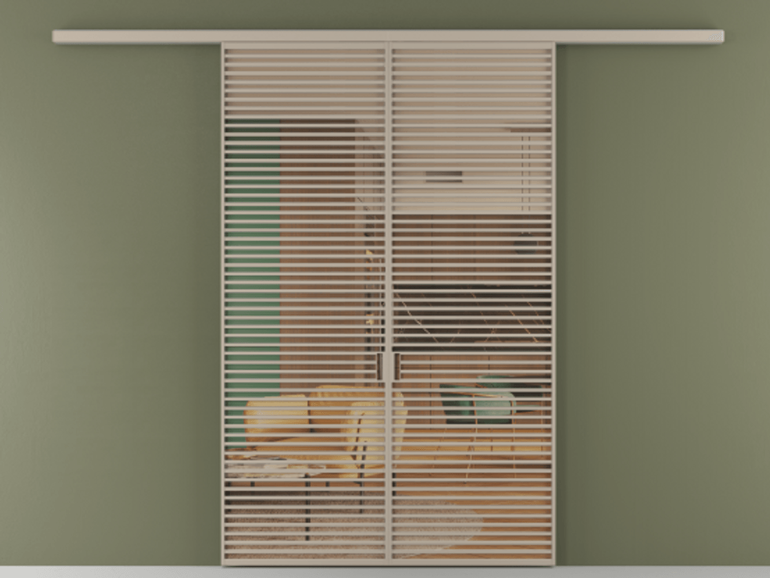 Перегородка Формато вдоль стены 2 створки АЛПР 040.07 Алюминий бисквитный Прозрачное оранжевое стекло, триплекс Цена 498610 сом | Volhovec