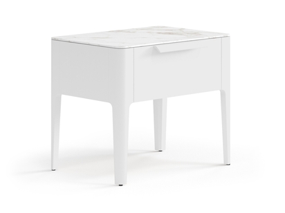 Мебель Тумба прикроватная Piega 1 ящик. Цвет Матовый белоснежный. Материал Гладкая эмаль. Коллекция Тумба прикроватная Piega 1 ящик. Картинка.