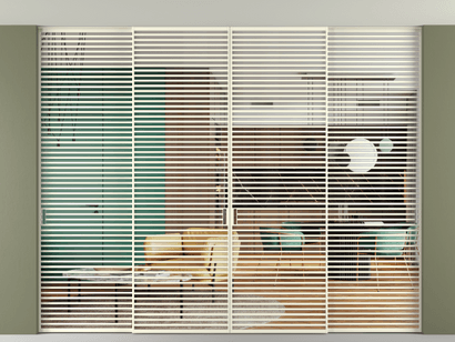 Алюминевая перегородка АЛПР 040.07_АМБ_Crystalvision_new. Цвет Алюминий молочно-белый. Материал Алюминий в эмали. Коллекция Перегородка Formato внутри проёма четырёхстворчатая со скрытым креплением в потолок. Фото. Алюминевая перегородка АЛПР 040.07_АМБ_Crystalvision_new. Цвет Алюминий молочно-белый. Материал Алюминий в эмали. Коллекция Перегородка Formato внутри проёма четырёхстворчатая со скрытым креплением в потолок. Картинка.